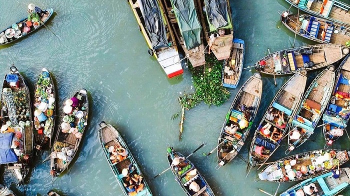marché flottant Vietnam vue haut